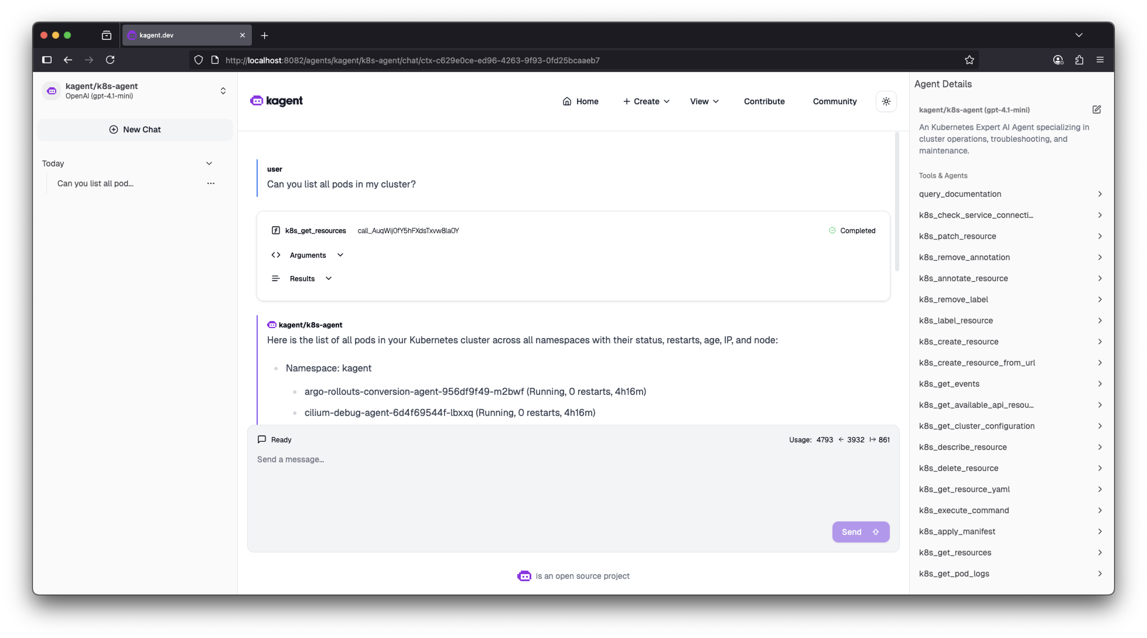 Chatting with an agent
