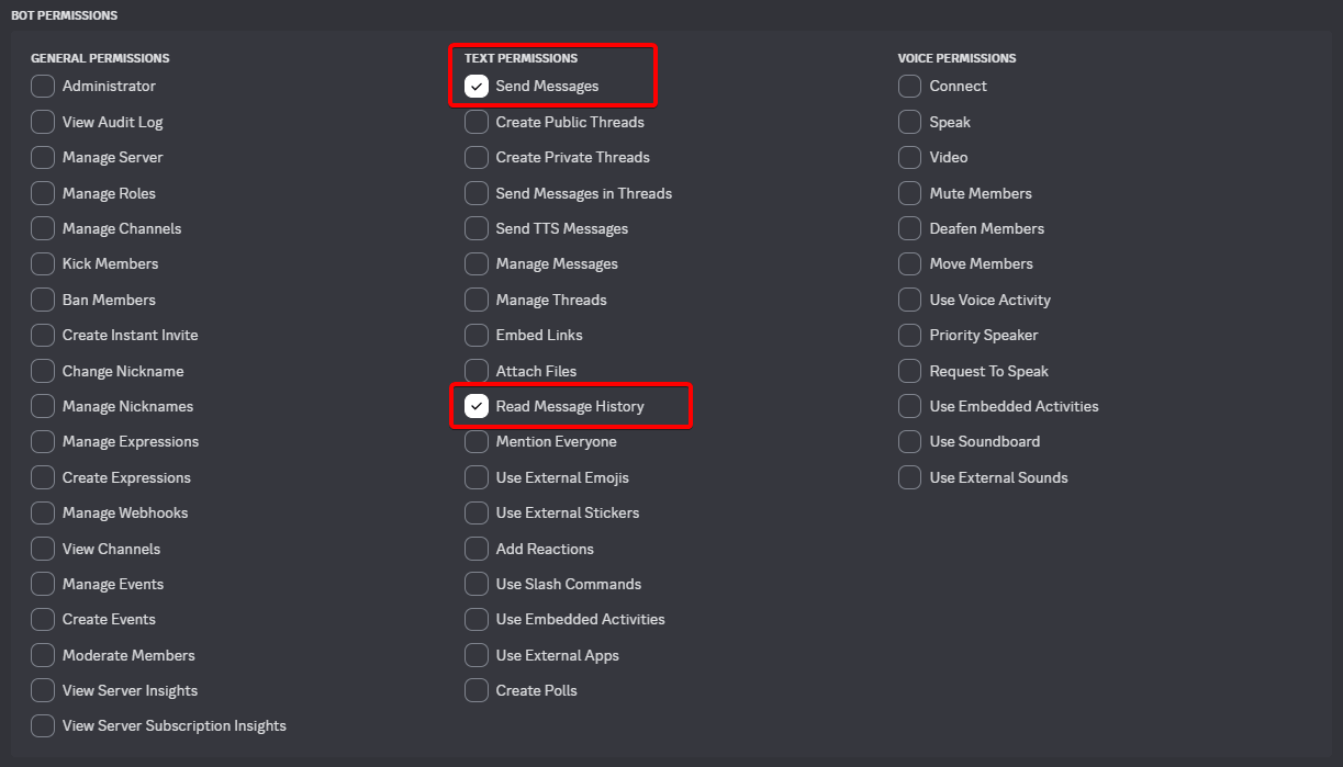 Discord Developer Portal : Bot OAuth2 2