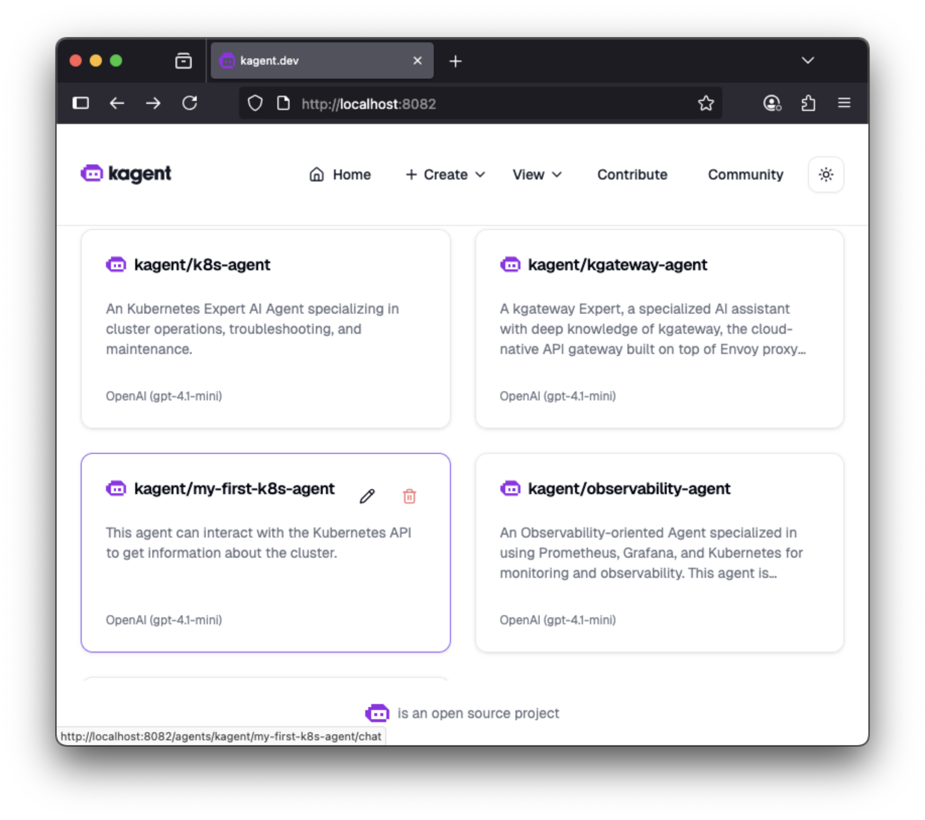kagent agent list