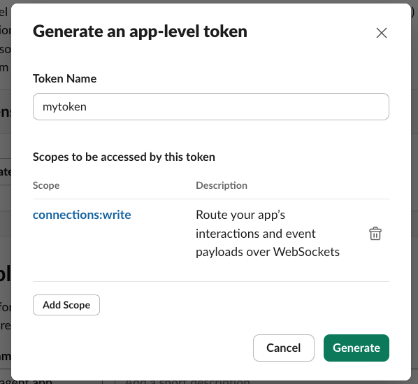Generate app-level token